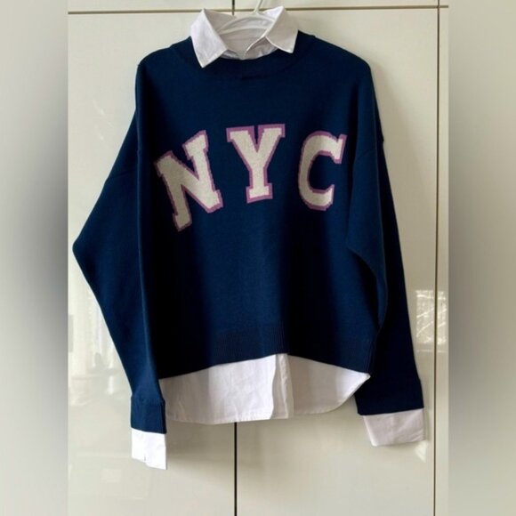 NWT Size M  Maeve NYC Graphic Twofer Sweater - Picture 13 of 15